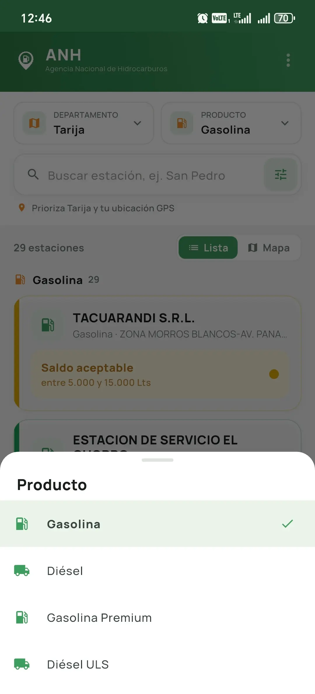 Captura de pantalla de ANH Abastecimiento
