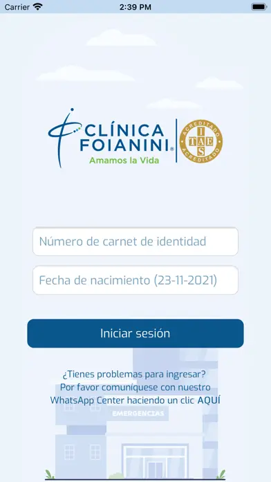 Captura de pantalla de App Clínica Foianini