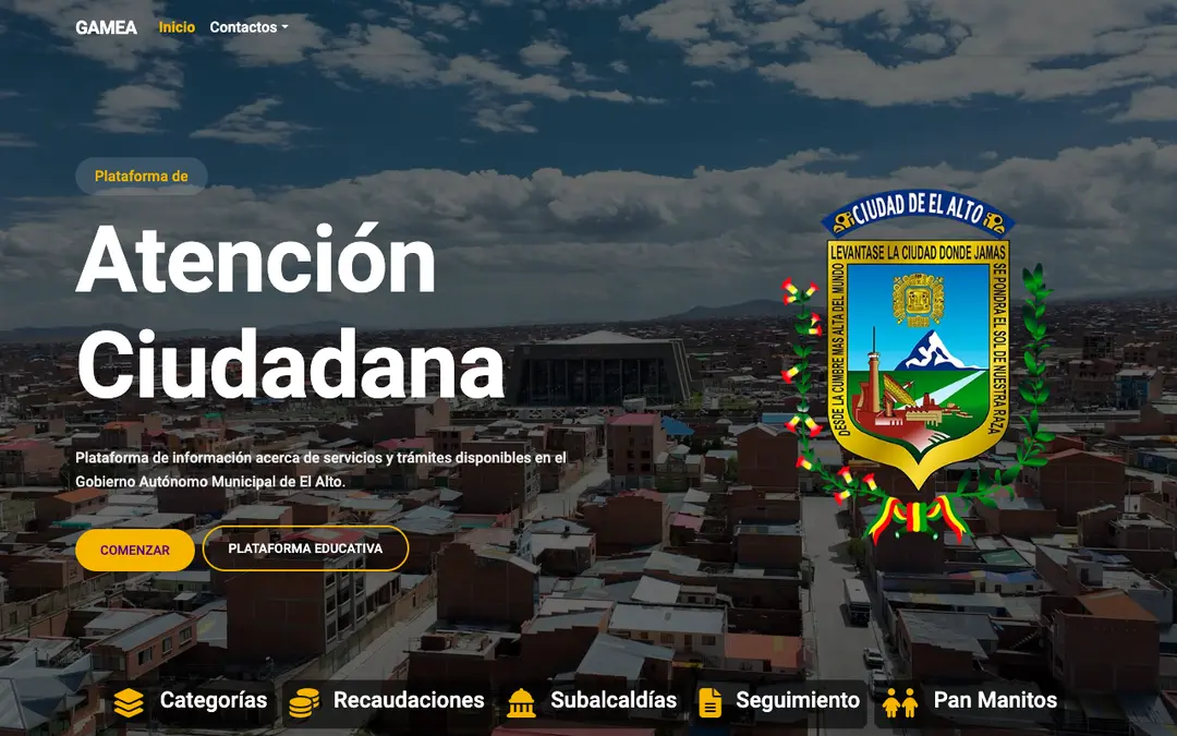 Captura de pantalla de Atención Ciudadana 2.0 / DATM (El Alto)
