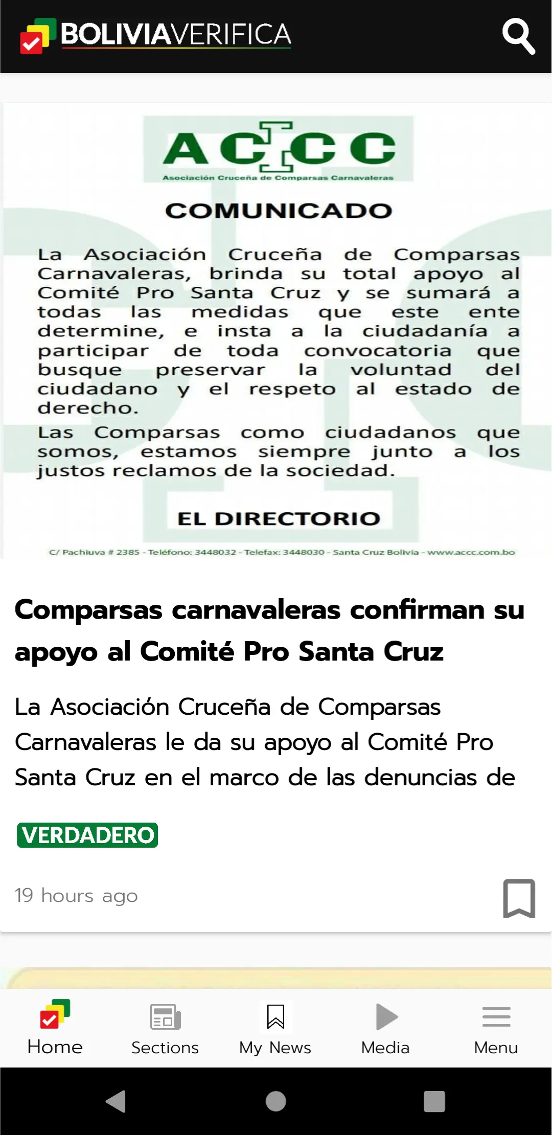 Captura de pantalla de Bolivia Verifica