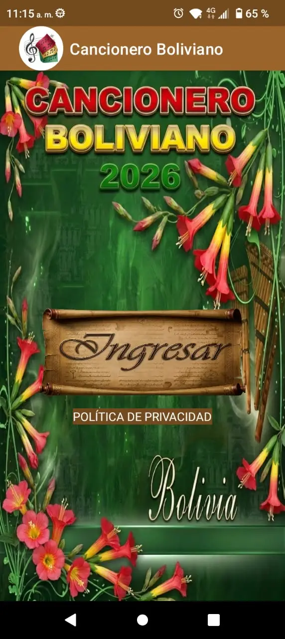 Captura de pantalla de Cancionero Boliviano