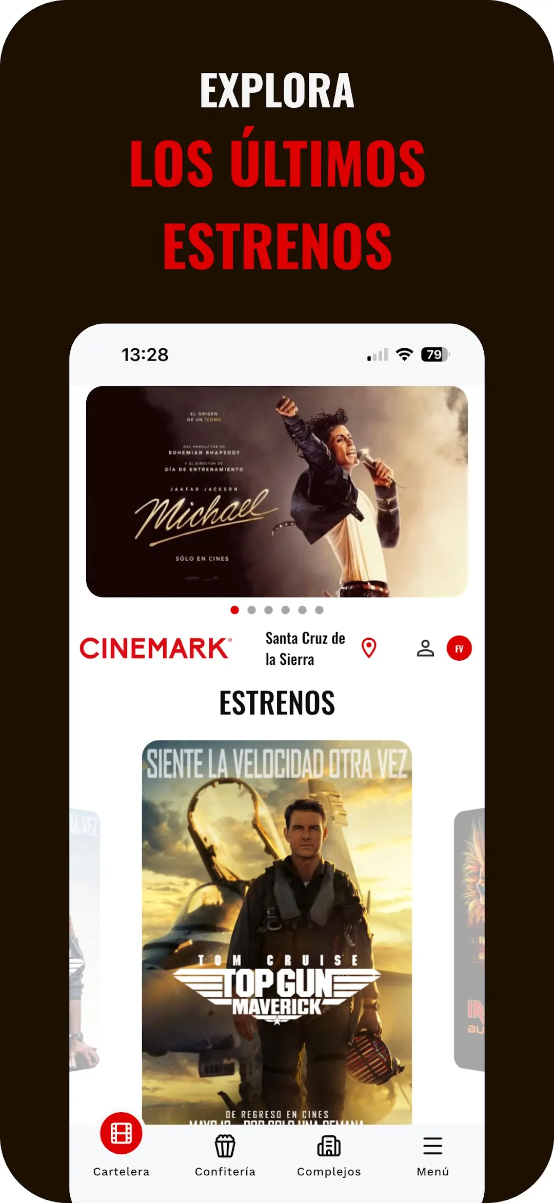 Captura de pantalla de Cinemark Bolivia