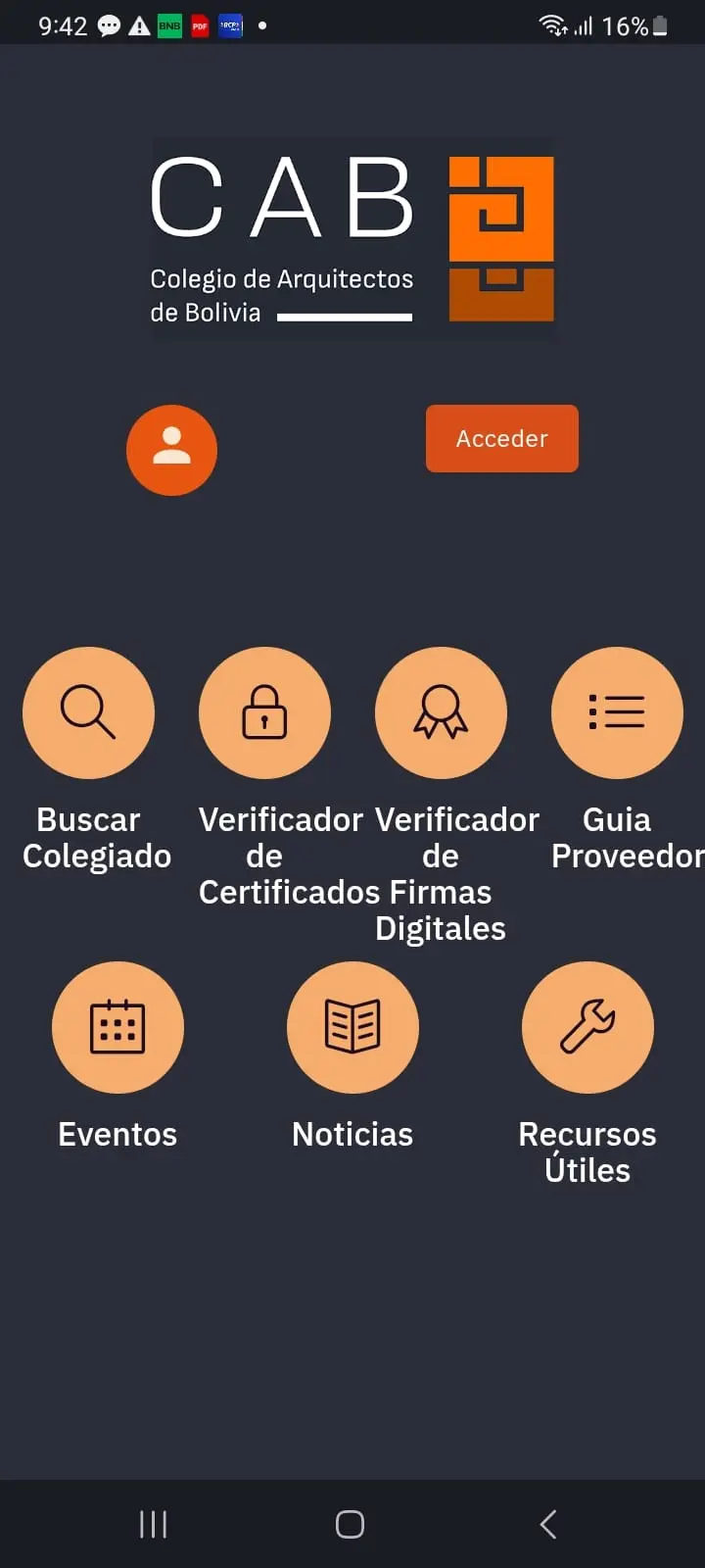 Captura de pantalla de Colegio Arquitectos de Bolivia
