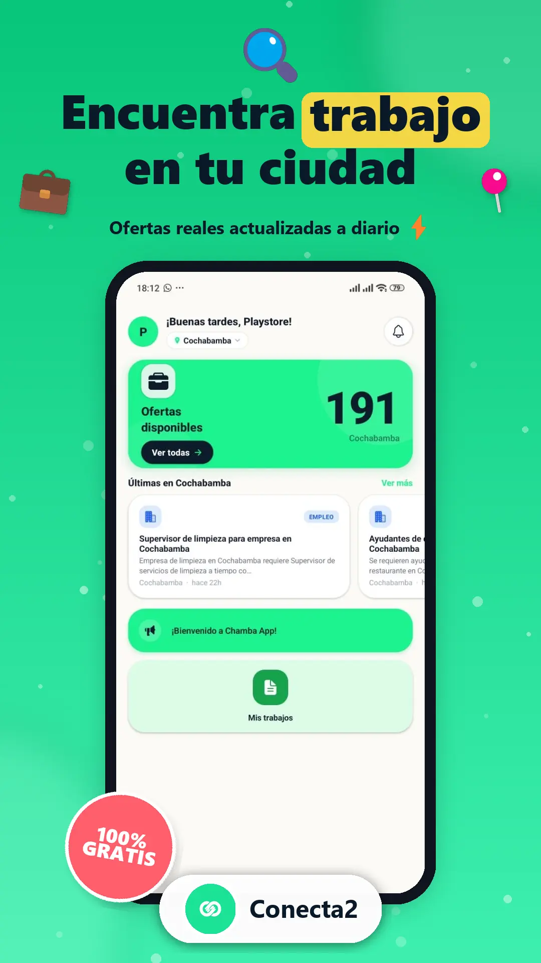 Captura de pantalla de Conecta2: Empleos en Bolivia