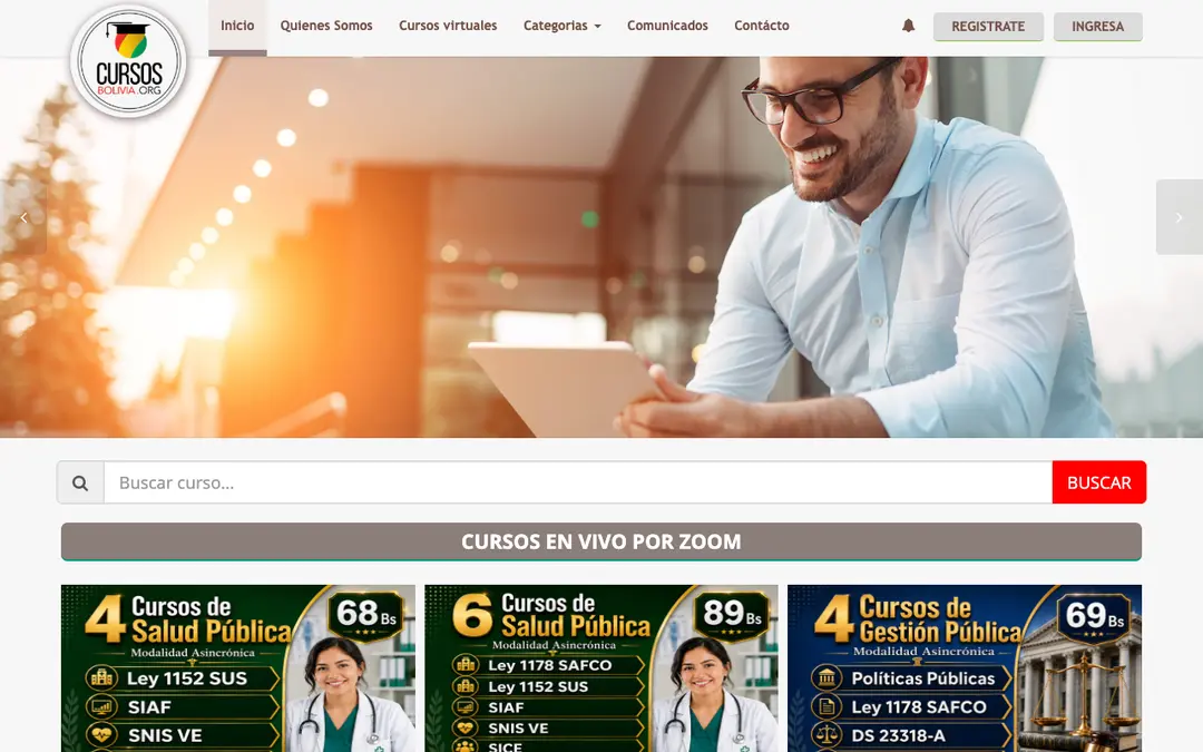 Captura de pantalla de Cursos Bolivia