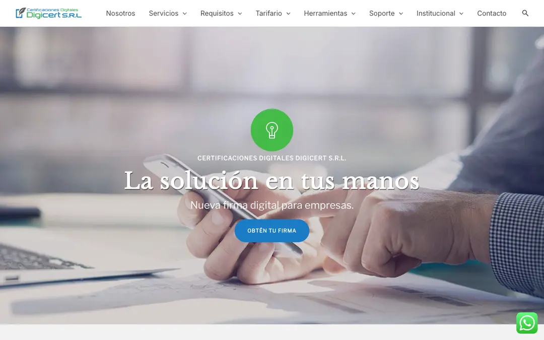 Captura de pantalla de Digicert
