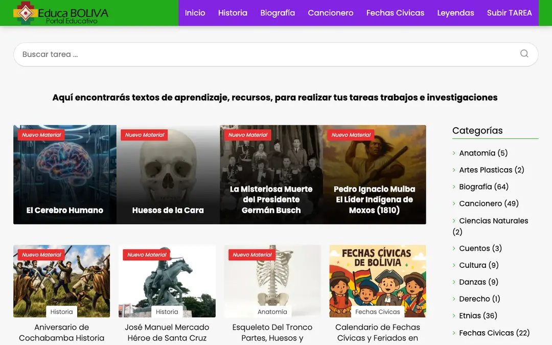 Captura de pantalla de EducaBolivia (Portal)