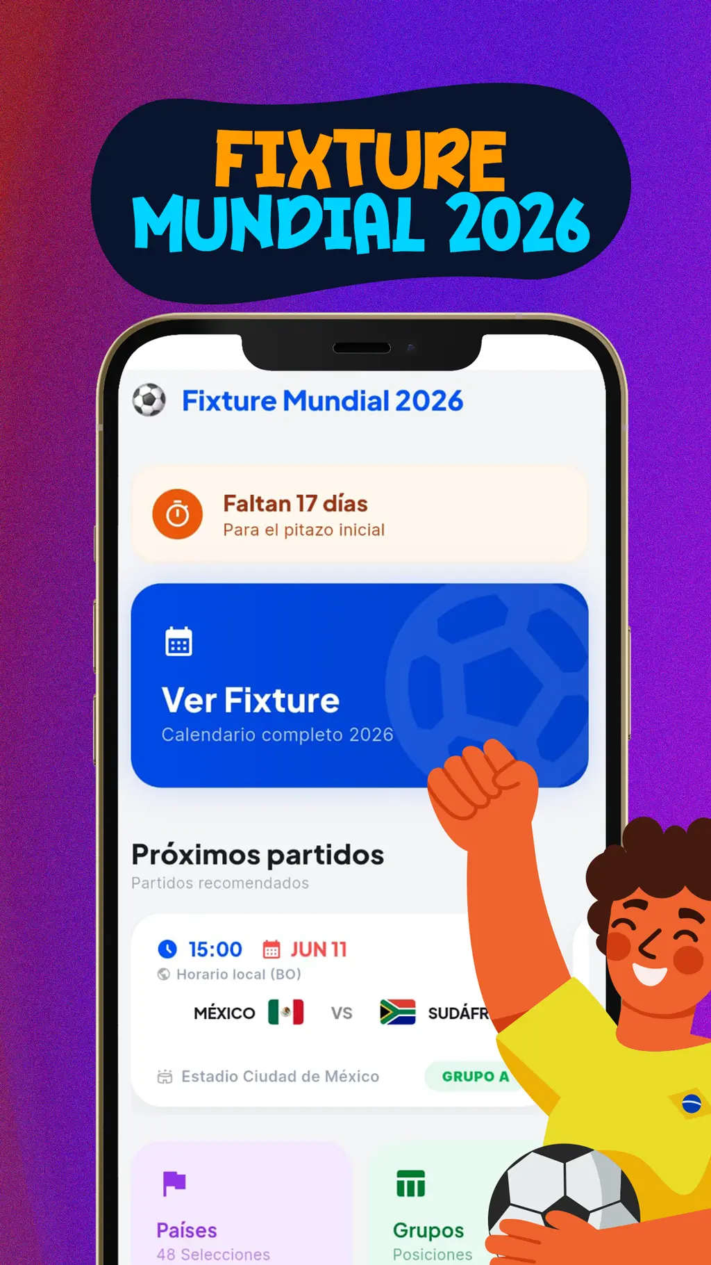 Captura de pantalla de Fixture Mundial 2026 Pro
