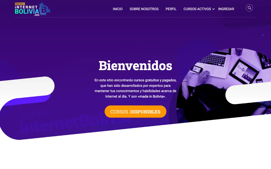 Captura de pantalla de Internet Bolivia (cursos)