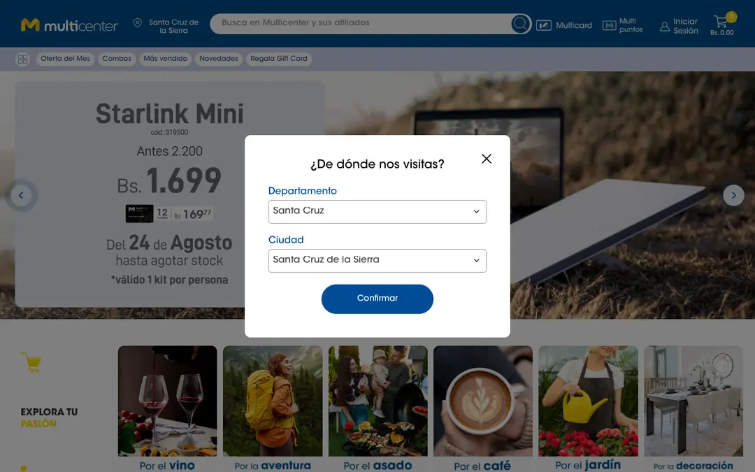 Captura de pantalla de Multicenter (tienda online)