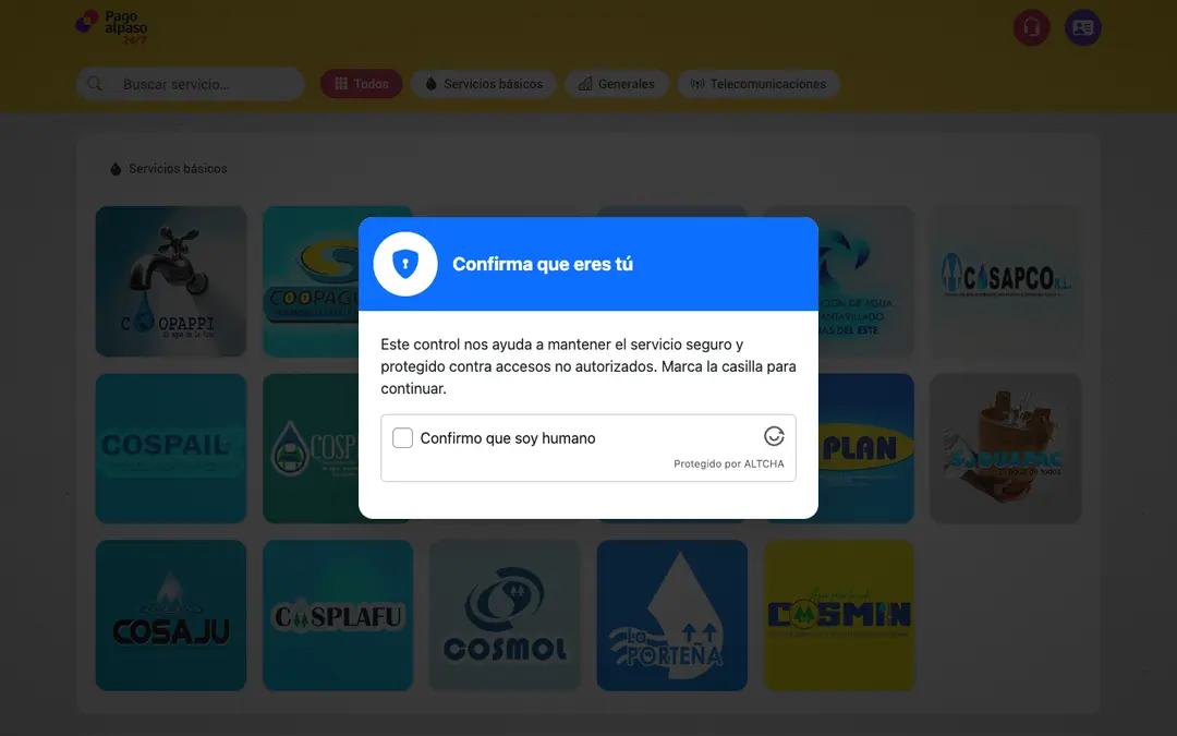 Captura de pantalla de Pago al Paso 24/7