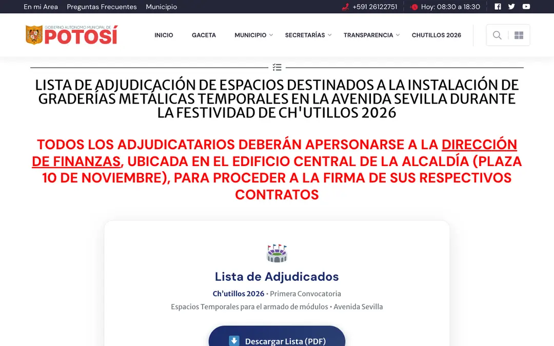 Captura de pantalla de Potosí en línea