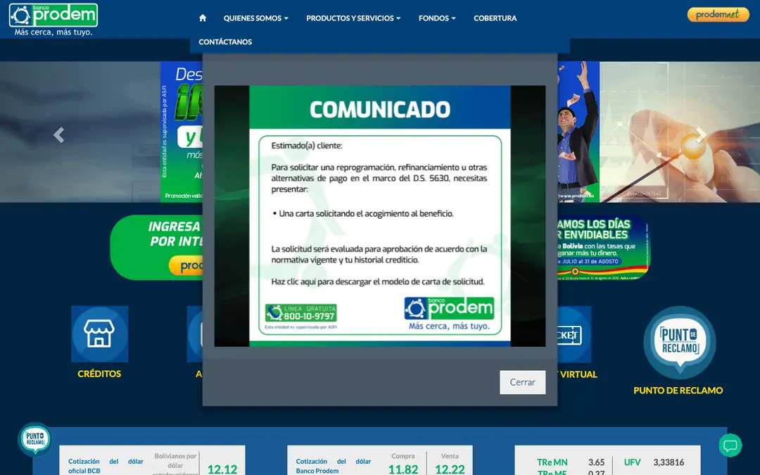 Captura de pantalla de PRDMóvil (Banco Prodem)