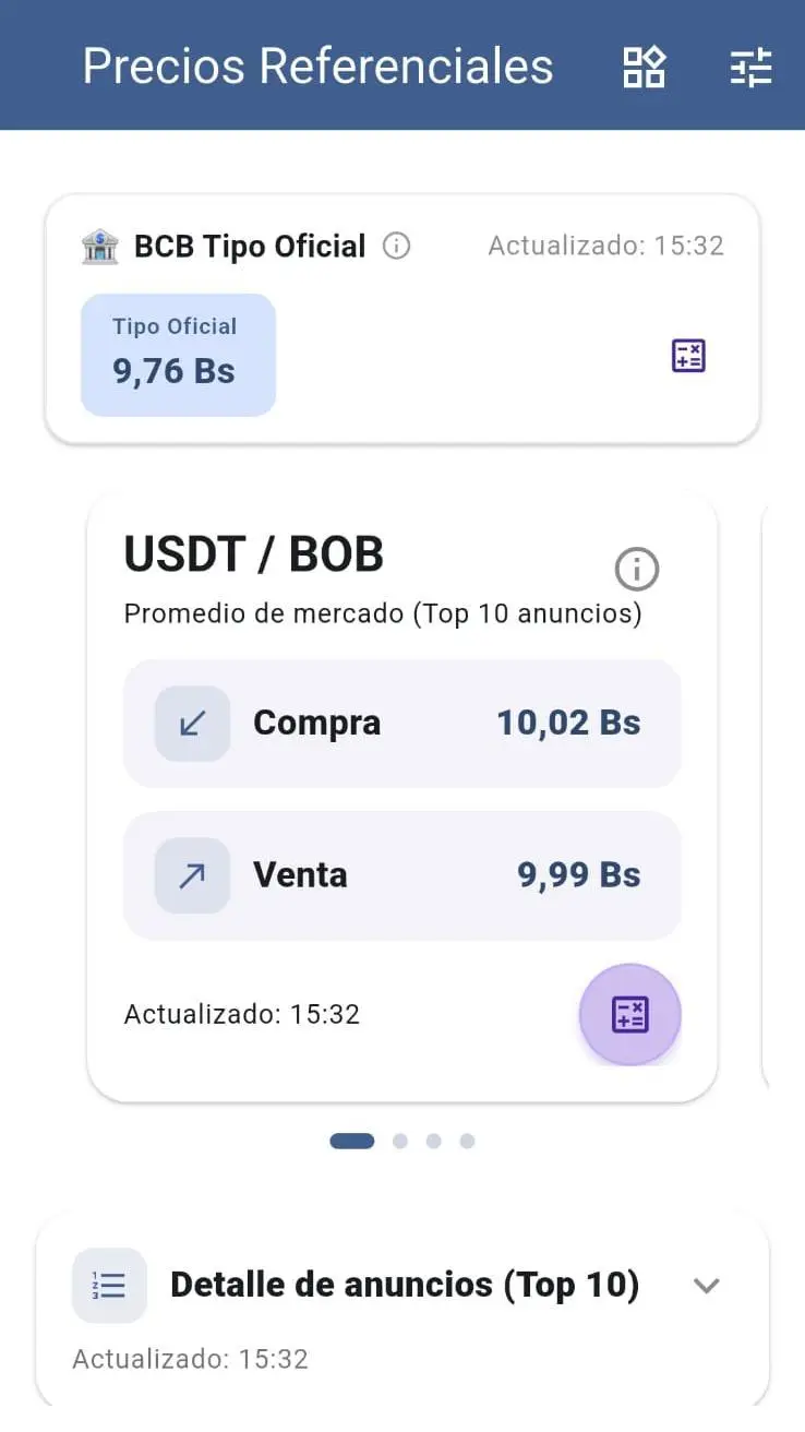 Captura de pantalla de Precio Dólar Bolivia