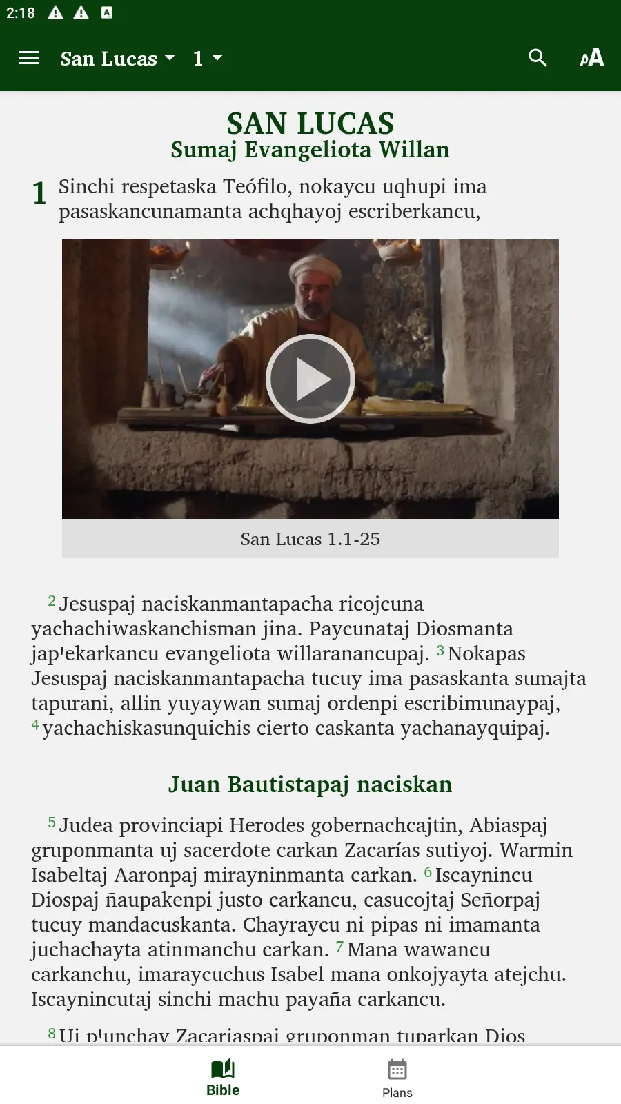 Captura de pantalla de Quechua Bolivia norte Biblia