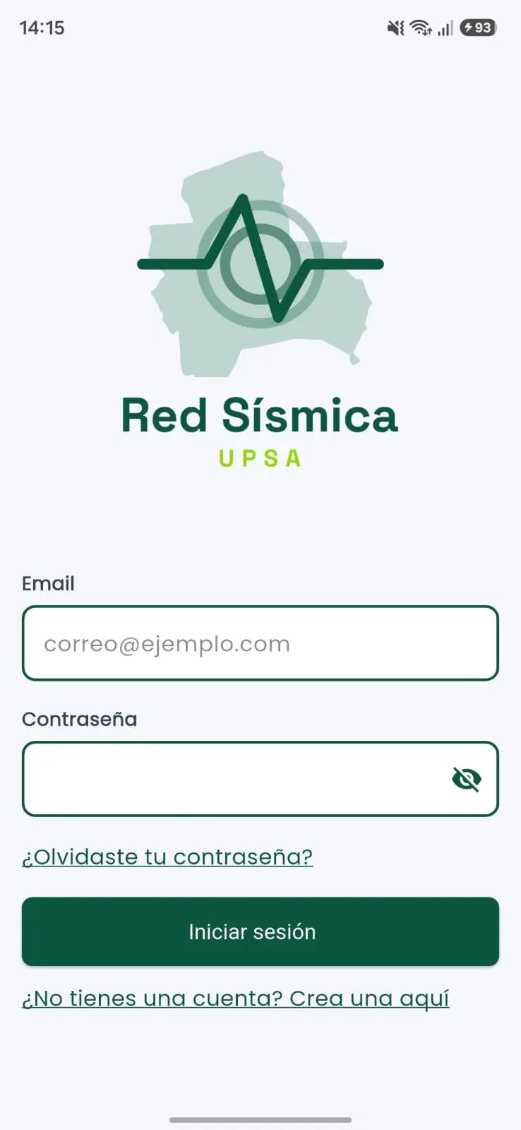 Captura de pantalla de Red Sísmica UPSA
