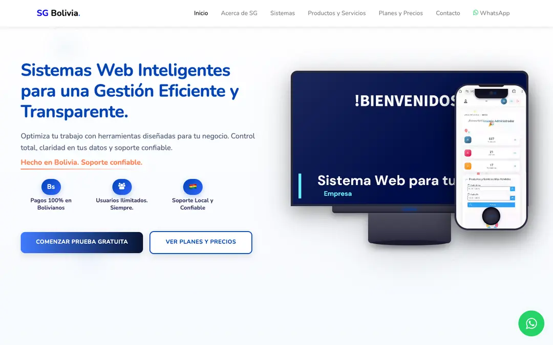 Captura de pantalla de SG Bolivia