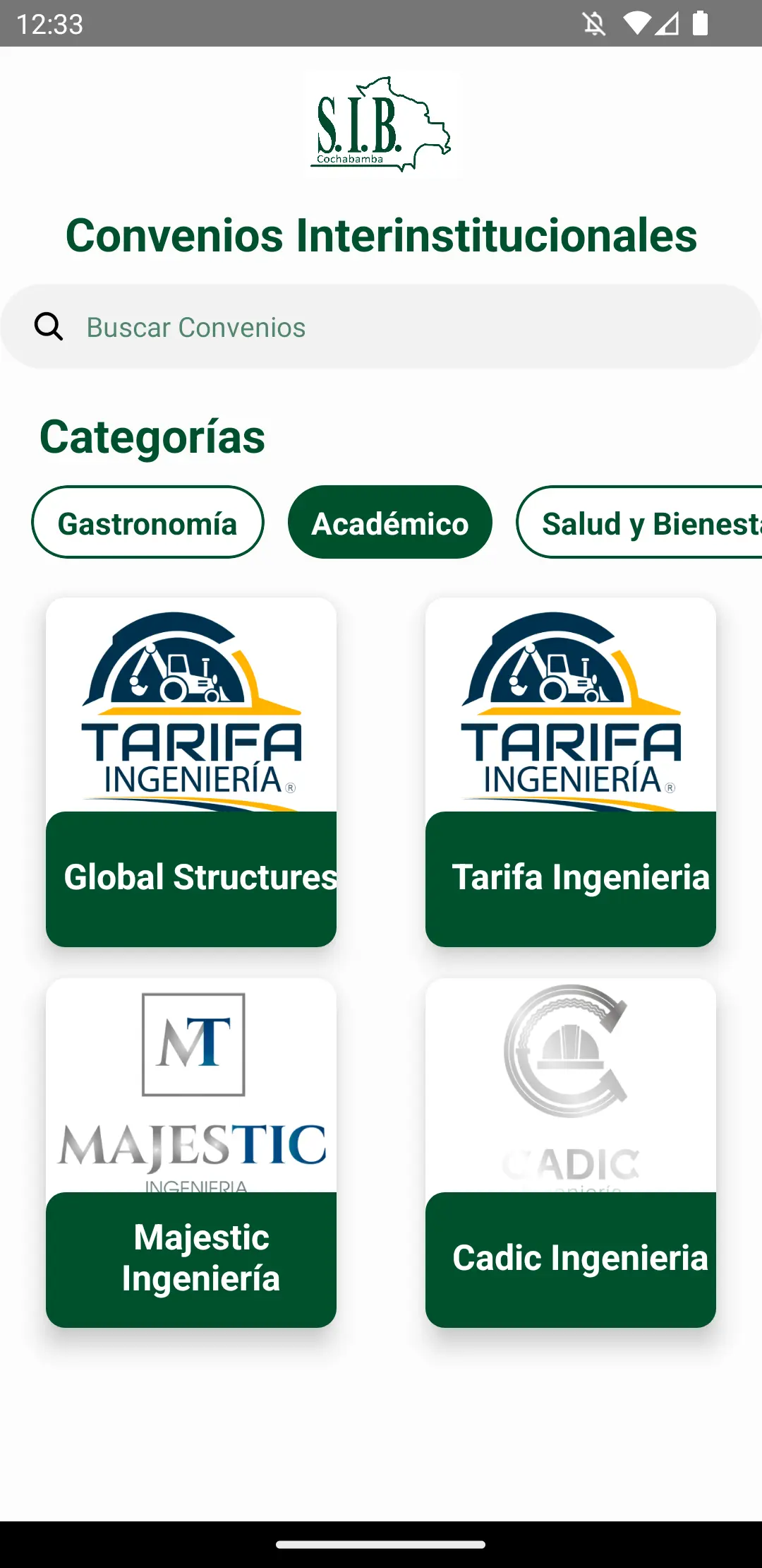 Captura de pantalla de SIB Cochabamba