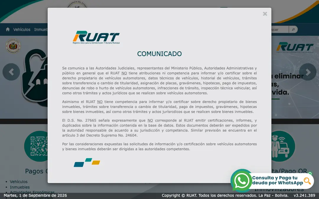 Captura de pantalla de SIGA Authenticator (RUAT)