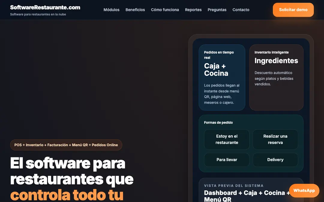 Captura de pantalla de SoftwareRestaurante.com