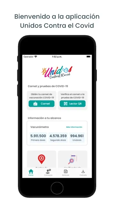 Captura de pantalla de Unidos Contra el Covid